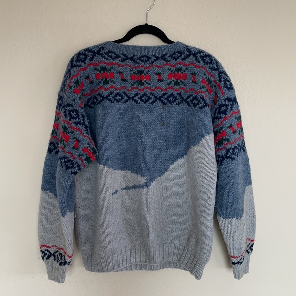 SOLD Vintage 80s 90s Ski Wool Sweater Club Room chunky hand knit large RARE - Picture 5 of 6